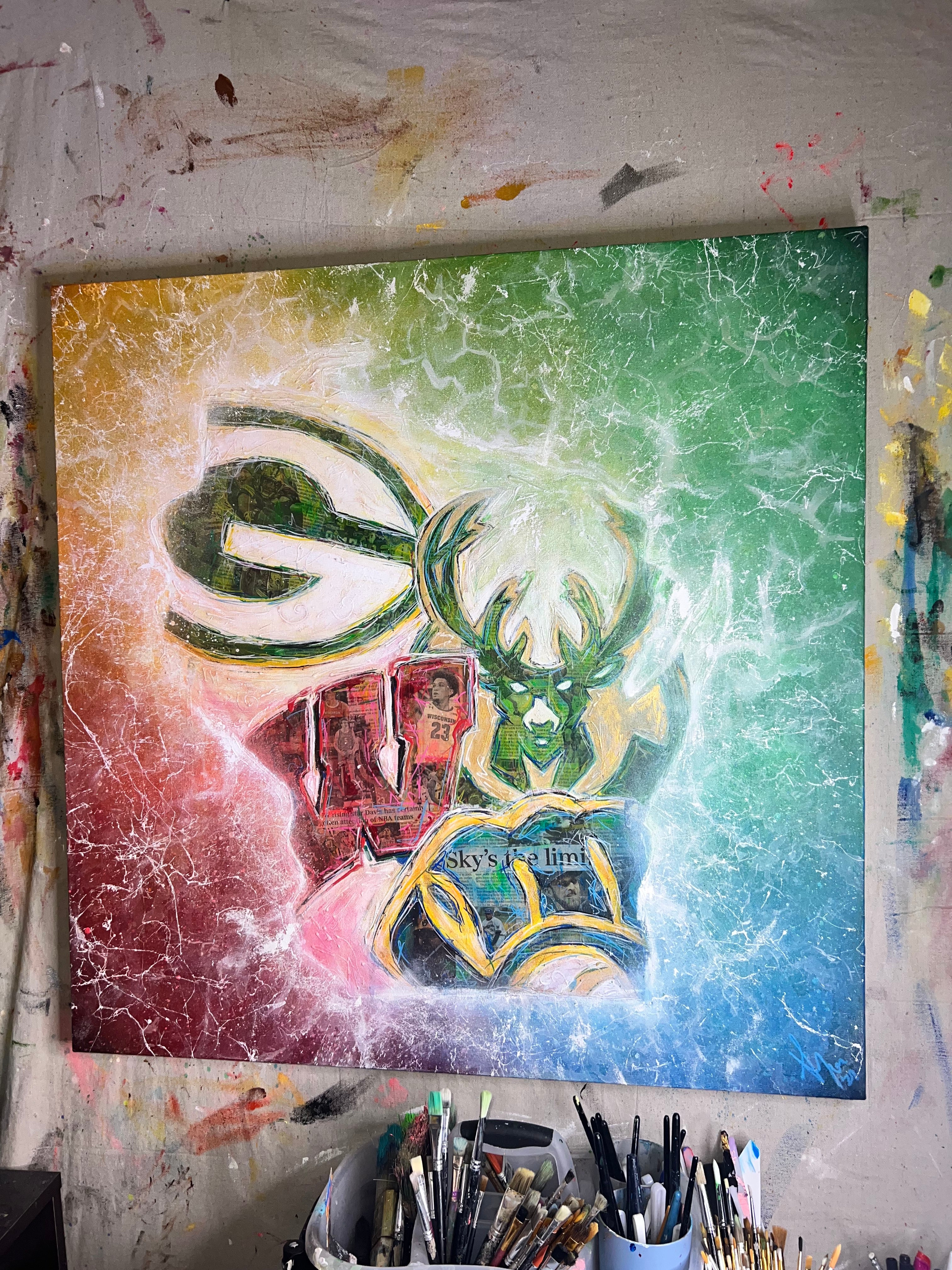 Wisconsin Sports Team Mixed Media Art